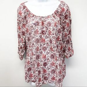 Lucky Brand Paisley Print Boho Peasant Style Top M